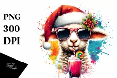 Quirky Lamb with Santa Hat, PNG Product Image 1