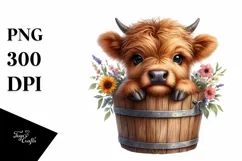 Cute Cow with Flowers, Transparent PNG Product Image 1