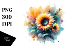 Vibrant Sunflower Abstract | Sublimation | Clipart Product Image 1