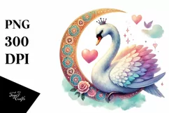Colorful Swan Sitting on a Half Moon PNG Product Image 1