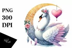 Colorful Swan Sitting on a Half Moon PNG Product Image 1