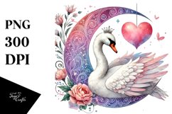 Colorful Swan Sitting on a Half Moon PNG Product Image 1