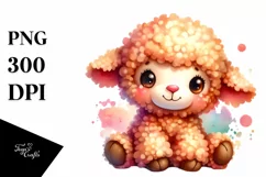 Small Vibrant Colorful Old Plush Lamb PNG Product Image 3