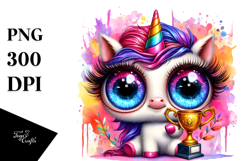 Vibrant Crazy Eyes Baby Unicorn PNG Product Image 1