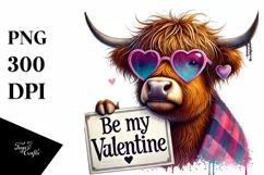 Cool Highland Calf with Heart Sunglasses PNG Product Image 1