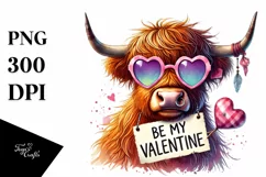 Cool Highland Calf with Heart Sunglasses PNG Product Image 1