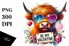 Cool Highland Calf with Heart Sunglasses PNG Product Image 1