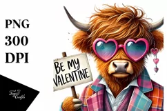 Cool Highland Calf with Heart Sunglasses PNG Product Image 1