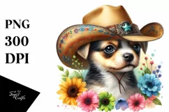 Sublimation Colorful Baby Dog with Cowboy Hat Product Image 1