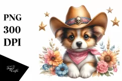 Sublimation Colorful Baby Dog with Cowboy Hat Product Image 1