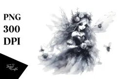 Washed Watercolor Gothic Fairy, High-Res PNG Product Image 1