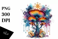 Vibrant Magical Celestial Mushroom,Transparent PNG Product Image 1