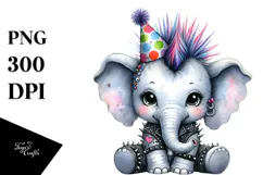 Elephant with Party Hat, Transparent PNG Product Image 1