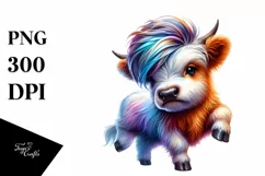 Funny Dancing Highland Cow, PNG Product Image 3