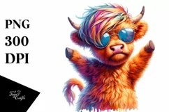 Baby Highland Cow Dancing PNG Product Image 3