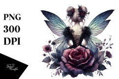 Gothic Fairy on a Flower, Watercolor PNG Product Image 1