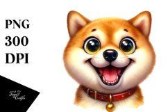 Crazy Funny Shiba Inu | Watercolor Clipart Product Image 1