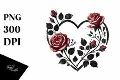 Distressed Heart with Roses, Summer PNG Product Image 1