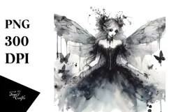 Washed Watercolor Gothic Fairy, High-Res PNG Product Image 1