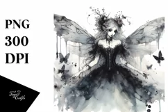 Washed Watercolor Gothic Fairy, High-Res PNG Product Image 1
