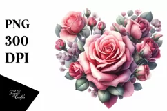 Rose Heart, Watercolor PNG Product Image 1