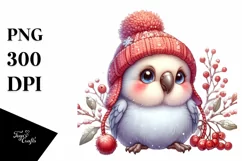 Cute Winter Baby Parrot PNG Product Image 3
