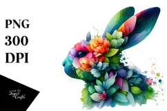 Abstract Bunny with Flowers PNG Product Image 1