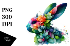 Abstract Bunny with Flowers PNG Product Image 1