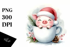cute Pig in Santa Hat Cup PNG Product Image 1