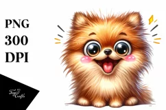 Crazy Funny Pomeranian | Watercolor Clipart Product Image 1