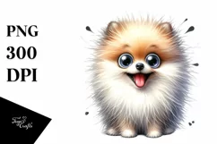Crazy Funny Pomeranian | Watercolor Clipart Product Image 3