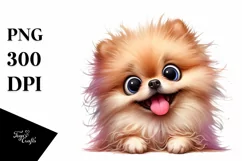 Crazy Funny Pomeranian | Watercolor Clipart Product Image 1