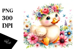Cartoon Duck Flower Crown Clipart Product Image 1