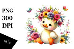 Cartoon Duck Flower Crown Clipart Product Image 1