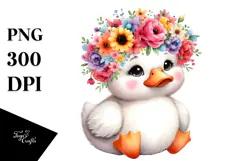 Cartoon Duck Flower Crown Clipart Product Image 1