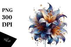 Glossy Lobelia Watercolor Splash PNG Product Image 1