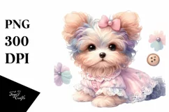 Colorful Watercolor Yorkipoo | Sublimation | Clipart Product Image 3
