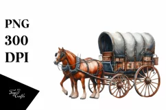 Vintage Rusted Horse Wagon with USA Flag | Sublimation Product Image 1