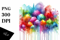 Colorful Abstract Rainbow Trees, Transparent PNG Product Image 1