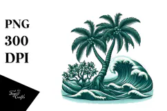 Vintage Tropical Tree Waves, 20 oz Tumbler Product Image 1