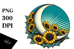 Retro Sunflowers Half Moon PNG Product Image 1