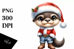 Baby Otter in Santa Suit | Sublimation Clipart Product Image 3