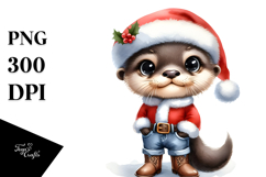 Sublimation Thoughtful Baby Otter in Santa Suit Product Image 1