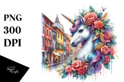 Colorful Baby Unicorn with Italian Street PNG Product Image 3