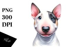 Watercolor Baby Bull Terrier with Big Eyes PNG Product Image 1