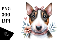 Watercolor Baby Bull Terrier with Big Eyes PNG Product Image 1