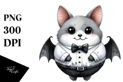 Simple Watercolor Funny Bat Image, Transparent PNG Product Image 1