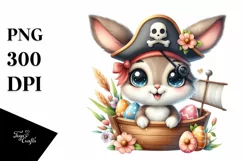 Easter Pirate Bunny Egg Flower, Clipart |T-shirt, Mug PNG Product Image 8