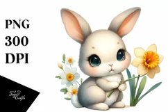 Easter Bunny Flower, Clipart |T-shirt, Mug PNG Product Image 1