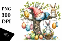 Easter Gnome Sleeping On a Tree Clipart |T-shirt, Mug PNG Product Image 1